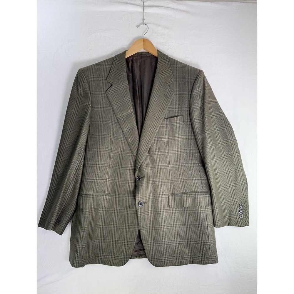 Belvest Blazer Mens 44 Gray Plaid Wool Silk Sport Coat Two Button Italy Jacket
